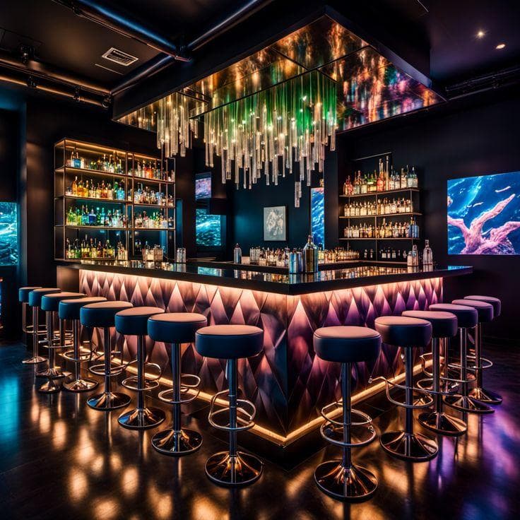 Luxury cocktail lounge interior design in Delhi with premium seating and ambient nightlife lighting