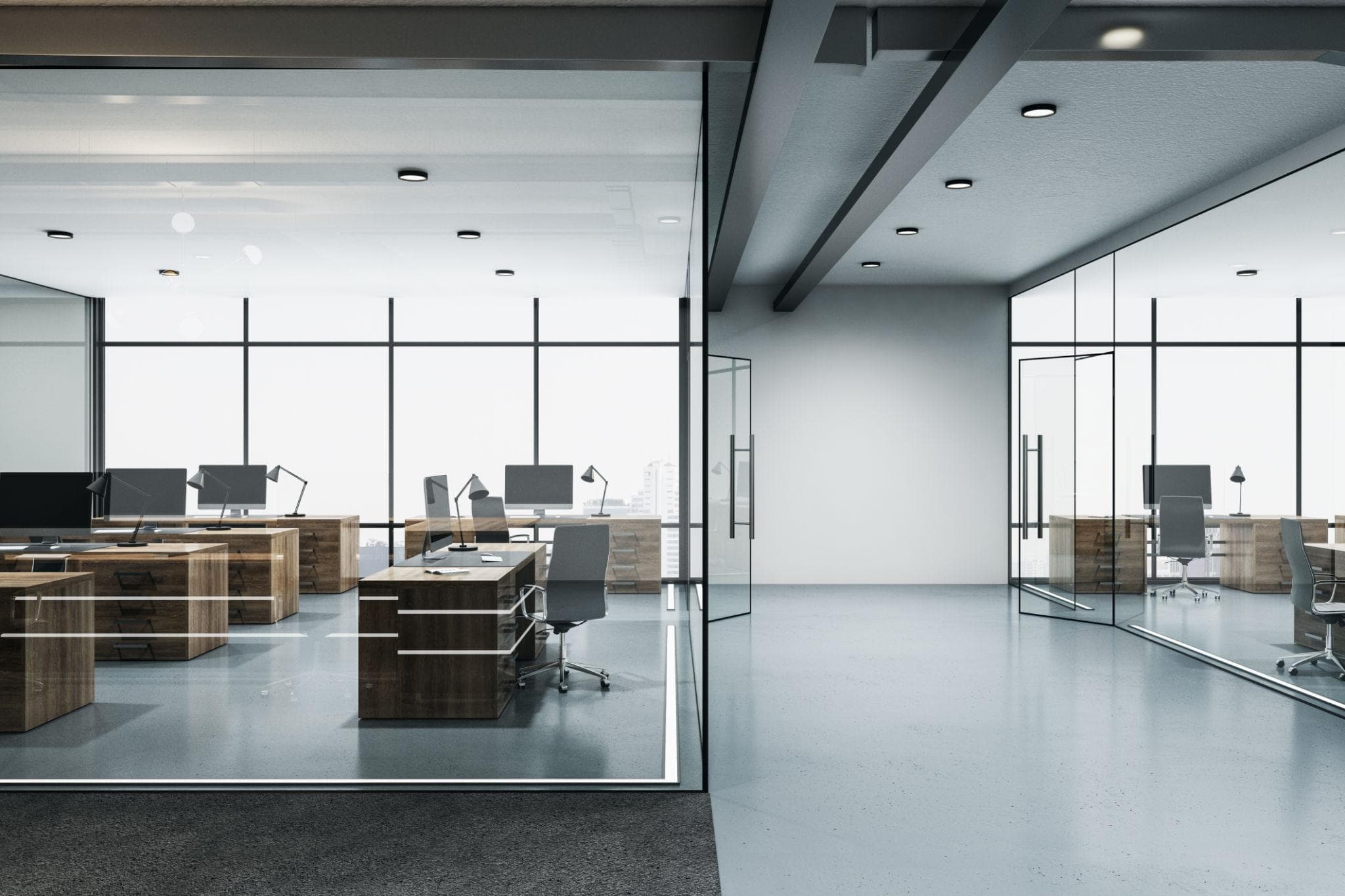 Modern startup office interior design in Gurgaon with collaborative workspace and premium glass cabins